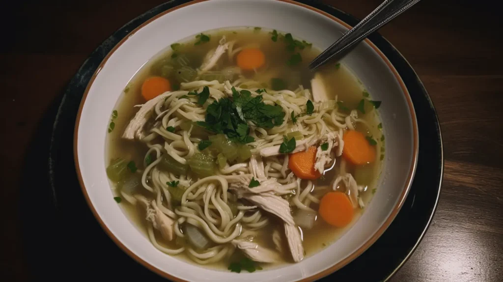 Ginger Chicken Noodle Soup with Carrots and Celery