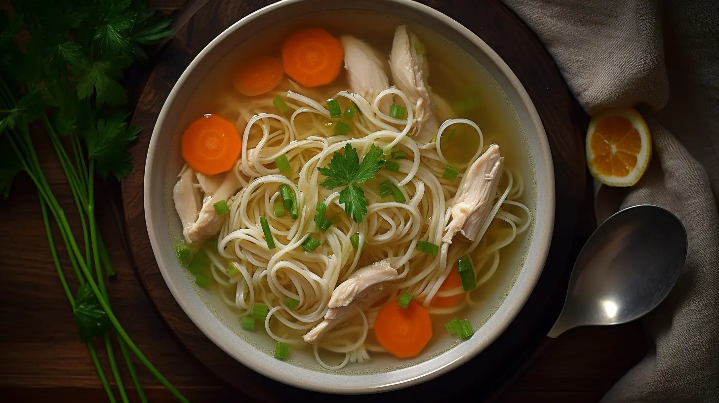 Ginger Chicken Noodle Soup with Carrots and Celery