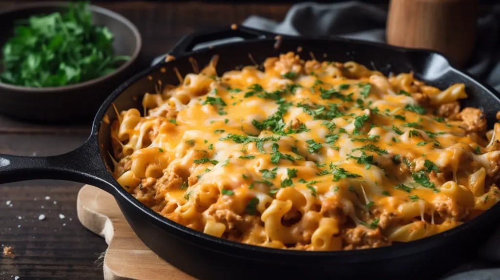 One-Skillet Cheesy Ground Chicken Pasta