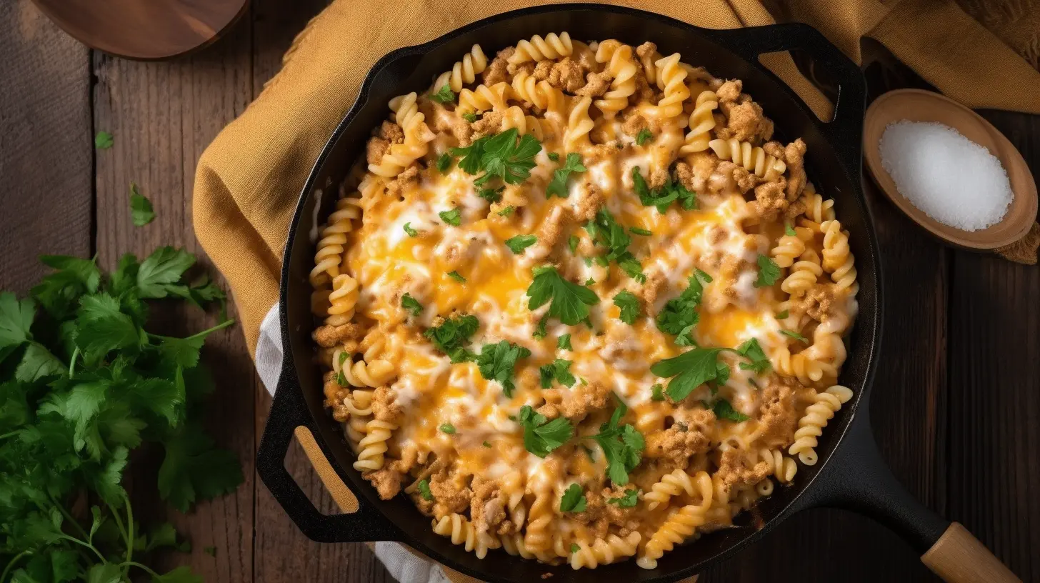 One-Skillet Cheesy Ground Chicken Pasta