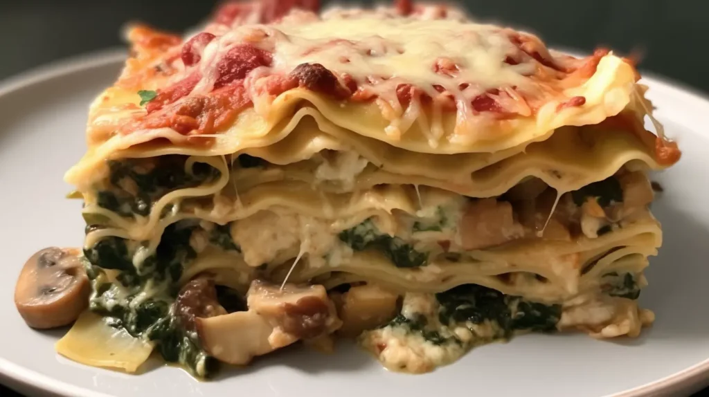 spinach chicken mushroom lasagna
